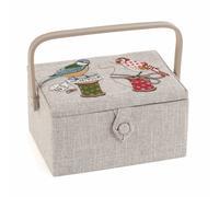 Hobby Geschenk Nähkästchen (M) Gestickter Deckel Vögel auf Spule