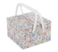 Hobby Gift Exclusive Große Bastel Aufbewahrungsbox für Näharbeiten mit zwei Deckeln, Zubehörablage, Nadelkissen, Taschen, PVC-Griffe, 25 x 25 x 17 cm, Haby Notions