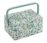 Hobby Gift Exclusive Mittelgroße Nähbox, Bastel-Aufbewahrungsbox, Zubehörablage, Nadelkissen, PVC-Griff 18,5 x 25,5 x 14,5 cm, Eukalyptus