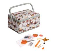 Hobby Gift Exklusive vorgefüllte Nähbox, Bastel-Aufbewahrungsbox mit 94-teiligem Nähset inklusive, 18,5 x 25,5 x 14,5 cm, Eule