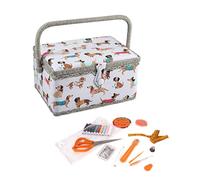 Hobby Gift Exklusive vorgefüllte Nähbox, Bastel-Aufbewahrungsbox mit 94-teiligem Nähset inklusive, 18,5 x 25,5 x 14,5 cm, Dackel