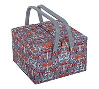 Hobby Gift Große Aufbewahrungsbox für Näharbeiten, mit Doppeldeckel, quadratisch, Wald-Fliegenpilz