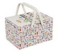 Hobby Gift Große Aufbewahrungsbox zum Nähen und Basteln mit Doppeldeckel, appliziert, bestickt, Haby Notions