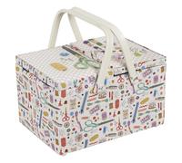 Hobby Gift Große Aufbewahrungsbox zum Nähen und Basteln mit Doppeldeckel, appliziert, bestickt, Haby Notions