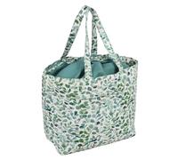 Hobby Gift Große Stricktasche mit Kordelzug - Häkel-Organizer & Tragetasche für Strick- & Bastelzubehör, 100% Baumwolle, vielseitig mit Tragegriff für unterwegs - 39 x 32 x 32 cm, Eukalyptus
