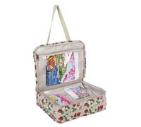 Hobby Gift Große Stricktasche Projektetui - Näh- & Häkel-Organizer für Kurse & unterwegs, Basteltasche mit Fächern zur Aufbewahrung & Organisation, 100% Baumwolle - 34 x 28 x 12 cm, Erdbeeren