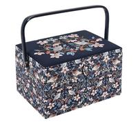 Hobby Gift Großes Nähkästchen Vögel – bestickter Baumwollstoff, Kunststoffgriff, 23,5×31×20 cm