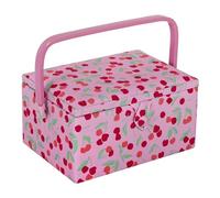 Hobby Gift Nähkästchen Mittel mit Griff - Nähaufbewahrungsbox mit Fächern für Nähzubehör & Werkzeuge - Aufbewahrungsbox für Handarbeit - 18,5 x 25,5 x 14,5 cm, Kirsch