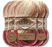 Hobby YARN 3x Etikettenlabel mit Alize Angora Gold Batik Wolle Premium 5x100g als Set, Yarn, Garn, Schurwolle, Farbverlauf, Strickgarn zum Häkeln, Stricken, Kleidung (4574)