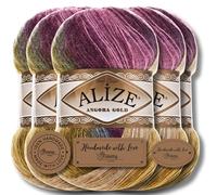Hobby YARN 3x Etikettenlabel mit Alize Angora Gold Batik Wolle Premium 5x100g als Set, Yarn, Garn, Schurwolle, Farbverlauf, Strickgarn zum Häkeln, Stricken, Kleidung (4341)