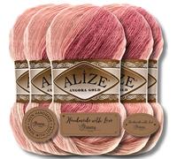Hobby YARN 3x Etikettenlabel mit Alize Angora Gold Batik Wolle Premium 5x100g als Set, Yarn, Garn, Schurwolle, Farbverlauf, Strickgarn zum Häkeln, Stricken, Kleidung (5652)