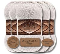 Hobby YARN 3x Etikettenlabel mit Alize Angora Gold Simli Glitzer Wolle Premium 5x100g als Set, Yarn, Garn, Schurwolle, Uni, Strickgarn zum Häkeln, Stricken, Kleidung (Ivory - 599)