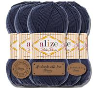 Hobby YARN 3x Etikettenlabel mit Alize Baby Best Wolle Premium 5x100g als Set | Antipilling Babywolle Acryl Uni & Batik Strickgarn zum Häkeln und Stricken (Marina | 58)