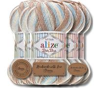 Hobby YARN 3x Etikettenlabel mit Alize Baby Best Wolle Premium 5x100g als Set | Antipilling Babywolle Acryl Uni & Batik Strickgarn zum Häkeln und Stricken (6657.)
