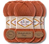 Hobby YARN 3x Etikettenlabel mit Alize Baby Best Wolle Premium 5x100g als Set | Antipilling Babywolle Acryl Uni & Batik Strickgarn zum Häkeln und Stricken (Carrot | 408)