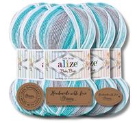 Hobby YARN 3x Etikettenlabel mit Alize Baby Best Wolle Premium 5x100g als Set | Antipilling Babywolle Acryl Uni & Batik Strickgarn zum Häkeln und Stricken (7264 cm)
