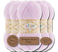 Hobby YARN 3x Etikettenlabel mit Alize Baby Best Wolle Premium 5x100g als Set | Antipilling Babywolle Acryl Uni & Batik Strickgarn zum Häkeln und Stricken (Lila)
