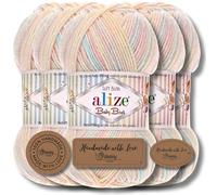 Hobby YARN 3x Etikettenlabel mit Alize Baby Best Wolle Premium 5x100g als Set | Antipilling Babywolle Acryl Uni & Batik Strickgarn zum Häkeln und Stricken (6655)