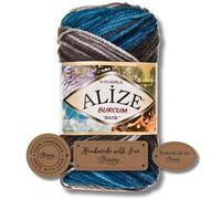Hobby YARN 3x Etikettenlabel mit Alize Burcum Batik Wolle Premium 1x100g als Set, Yarn, Garn, Strickgarn, Farbverlauf, Babywolle zum Häkeln, Stricken, Kleidung, Schals (4200)