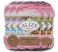 Hobby YARN 3x Etikettenlabel mit Alize Burcum Batik Wolle Premium 5x100g als Set, Yarn, Garn, Strickgarn, Farbverlauf, Babywolle zum Häkeln, Stricken, Kleidung, Schals (1602)