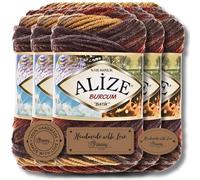 Hobby YARN 3x Etikettenlabel mit Alize Burcum Batik Wolle Premium 5x100g als Set, Yarn, Garn, Strickgarn, Farbverlauf, Babywolle zum Häkeln, Stricken, Kleidung, Schals (3379)