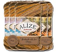 Hobby YARN 3x Etikettenlabel mit Alize Burcum Batik Wolle Premium 5x100g als Set, Yarn, Garn, Strickgarn, Farbverlauf, Babywolle zum Häkeln, Stricken, Kleidung, Schals (5850)