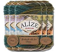 Hobby YARN 3x Etikettenlabel mit Alize Burcum Batik Wolle Premium 5x100g als Set, Yarn, Garn, Strickgarn, Farbverlauf, Babywolle zum Häkeln, Stricken, Kleidung, Schals (4684)