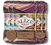 Hobby YARN 3x Etikettenlabel mit Alize Burcum Batik Wolle Premium 5x100g als Set, Yarn, Garn, Strickgarn, Farbverlauf, Babywolle zum Häkeln, Stricken, Kleidung, Schals (1986)