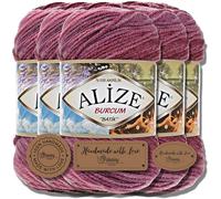 Hobby YARN 3x Etikettenlabel mit Alize Burcum Batik Wolle Premium 5x100g als Set, Yarn, Garn, Strickgarn, Farbverlauf, Babywolle zum Häkeln, Stricken, Kleidung, Schals (1895)