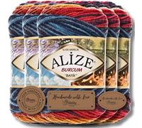Hobby YARN 3x Etikettenlabel mit Alize Burcum Batik Wolle Premium 5x100g als Set, Yarn, Garn, Strickgarn, Farbverlauf, Babywolle zum Häkeln, Stricken, Kleidung, Schals (4340)