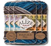 Hobby YARN 3x Etikettenlabel mit Alize Burcum Batik Wolle Premium 5x100g als Set, Yarn, Garn, Strickgarn, Farbverlauf, Babywolle zum Häkeln, Stricken, Kleidung, Schals (4200)