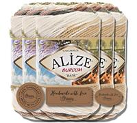Hobby YARN 3x Etikettenlabel mit Alize Burcum Batik Wolle Premium 5x100g als Set, Yarn, Garn, Strickgarn, Farbverlauf, Babywolle zum Häkeln, Stricken, Kleidung, Schals (1893)