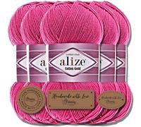 Hobby YARN 3x Etikettenlabel mit Alize Cotton Gold Wolle Premium 5x100g als Set, Yarn, Garn, Sommerwolle, Baumwolle, Strickgarn, Einfarbig, Baby, Kleidung, Schals (149)