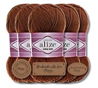 Hobby YARN 3x Etikettenlabel mit Alize Cotton Gold Wolle Premium 5x100g als Set, Yarn, Garn, Sommerwolle, Baumwolle, Strickgarn, Einfarbig, Baby, Kleidung, Schals (Tile - 690)