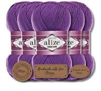 Hobby YARN 3x Etikettenlabel mit Alize Cotton Gold Wolle Premium 5x100g als Set, Yarn, Garn, Sommerwolle, Baumwolle, Strickgarn, Einfarbig, Baby, Kleidung, Schals (44)