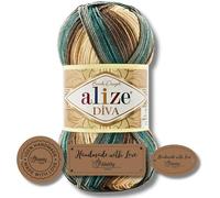 Hobby YARN 3x Etikettenlabel mit Alize Diva Batik Wolle 1x 100g als Set, Garn, Yarn, Strickgarn mit Farbverlauf, Baby, Akzente, Accessoire, zum Häkeln, Stricken, Kleidung (3307)