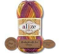 Hobby YARN 3x Etikettenlabel mit Alize Diva Batik Wolle 1x 100g als Set, Garn, Yarn, Strickgarn mit Farbverlauf, Baby, Akzente, Accessoire, zum Häkeln, Stricken, Kleidung (8027)