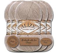 Hobby YARN Alize 5x 100g Angora Gold Türkische Premium Wolle Dünne Mohair aus Schurwolle Babywolle als Strickgarn Handstrickgarn Einfarbig Uni Yarn (Mink | 541)