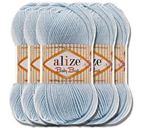 Hobby YARN Alize Baby Best Batik 5x 100g Türkische Premium Wolle Babywolle (Azul claro| 183)