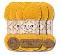 Hobby YARN Alize Baby Best Batik 5x 100g Türkische Premium Wolle Babywolle (Dark Yellow | 216)