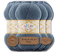 Hobby YARN Alize Baby Best Batik 5x 100g Türkische Premium Wolle Babywolle (Light Indigo | 418)