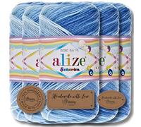 Hobby YARN Alize Sekerim Bebe Batik 5x 100g Türkische Premium Wolle aus Acryl Babywolle Strickwolle mit Farbverlauf Pastell Farbe Yarns für Babys Amigurumi (3481)