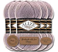 Hobby YARN Alize Superlana Klasik 5 x 100 g Türkische Premium Wolle Baumwolle und Acryl Uni Handstrickgarne Yarn Garn Strickgarn Baby zum Stricken Strickgarn (Rose Gray | 142)
