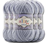 Hobby YARN Alize Velluto 5x 100g Türkische Strickwolle super Bulky Wolle zum Häkeln Uni Farbe Babywolle Flauschgarn Filzwolle Kuschelwolle (Coal Grey | 87)