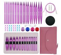 Hobekoee 13 Paar austauschbare Rundstricknadel-Set, 3 mm - 10 mm, austauschbare Aluminium-Rundstricknadeln, Set mit 4 denkwürdigen Kabeln für DIY-Strickliebhaber