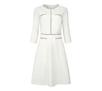 Hobemty Damen 3/4 Ärmel A-Linie Kleid 2024 Elegant Tweed Büro Kirche Kleider, Weiss/opulenter Garten, Groß