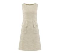 Hobemty Damen Ärmelloses Tweed-Kleid U-Boot-Ausschnitt Arbeit Büro Etuikleider, Beige, X-Groß