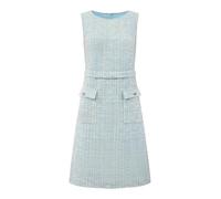 Hobemty Damen Ärmelloses Tweed-Kleid U-Boot-Ausschnitt Arbeit Büro Etuikleider, Hell, blau, Mittel