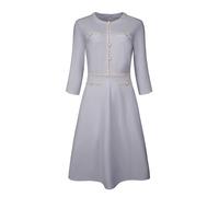 Hobemty Damen Church A-Linie Arbeit 3/4-Ärmel Tweed-Midi-Kleider, GRAU, Groß