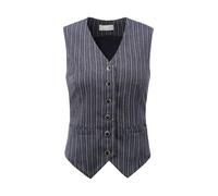 Hobemty Damen Nadelstreifen-Weste, Knopfleiste, Vintage, gestreift, Blau, X-Large